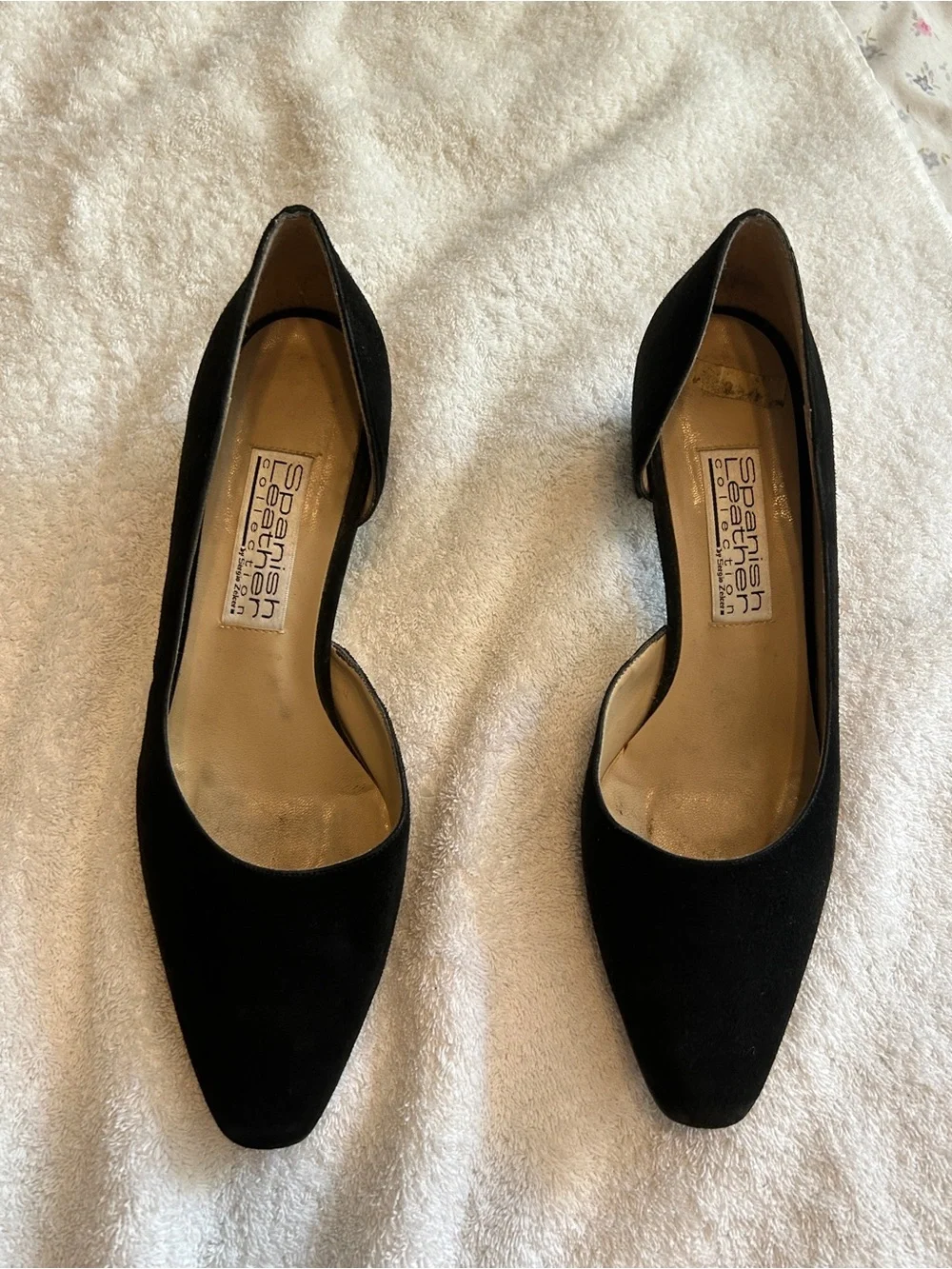 Black Suede Low Block Heel Pumps